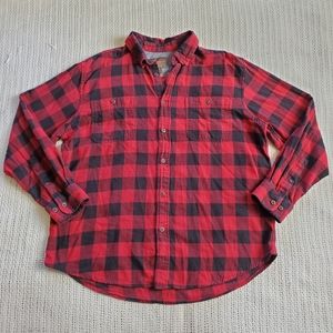 Northwest Territory Mens Flannel Shirt XL Red Black Lumberjack Plaid Button Up
